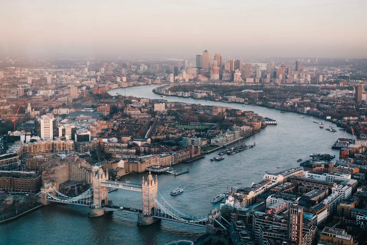 Tower Bridge over the Thames river in London, UK