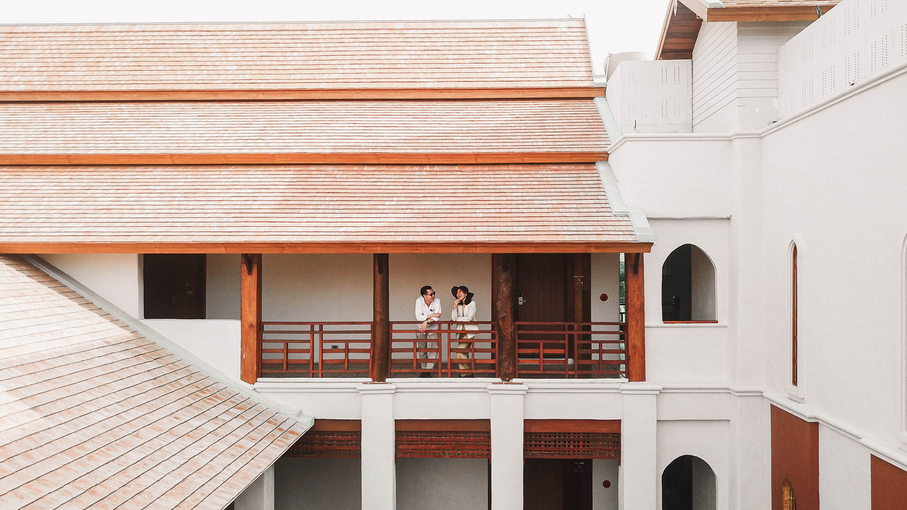 Lanna-style balconies with teak roof