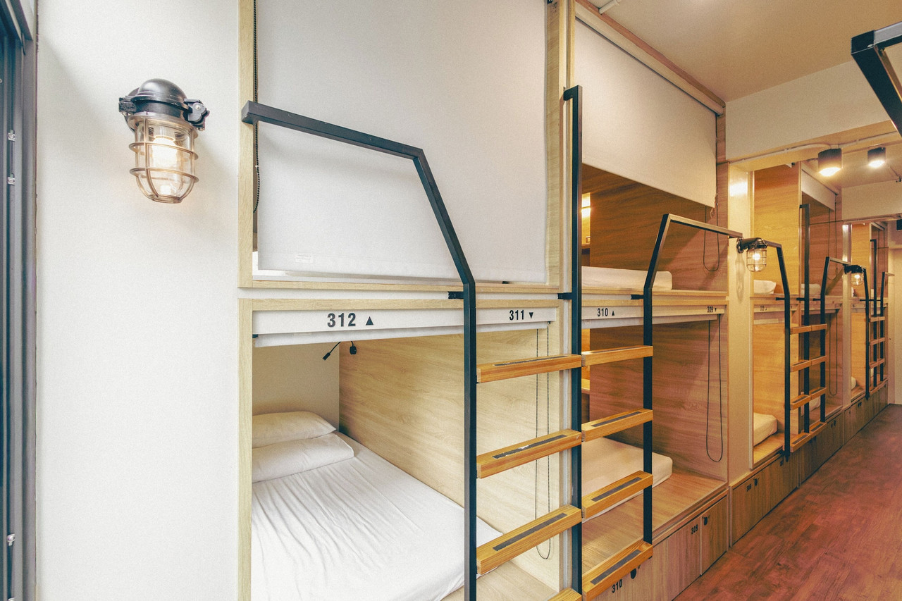 Capsule beds at Dongmen 3 Capsule Inn, Taipei